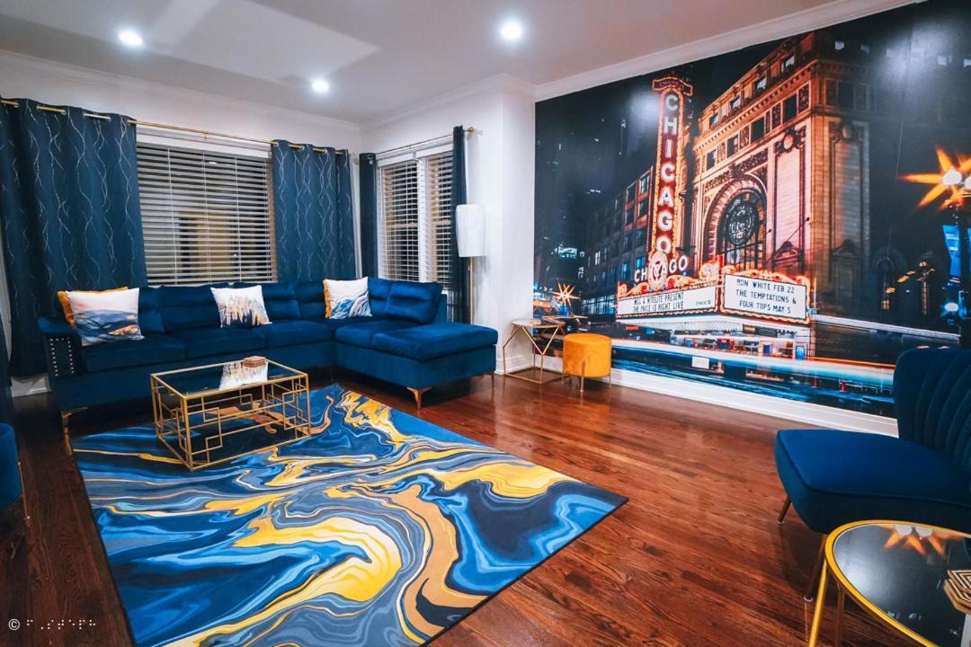 The Blue Golden Luxury Modern 3- Bedroom Apartment In Chicago Exterior photo